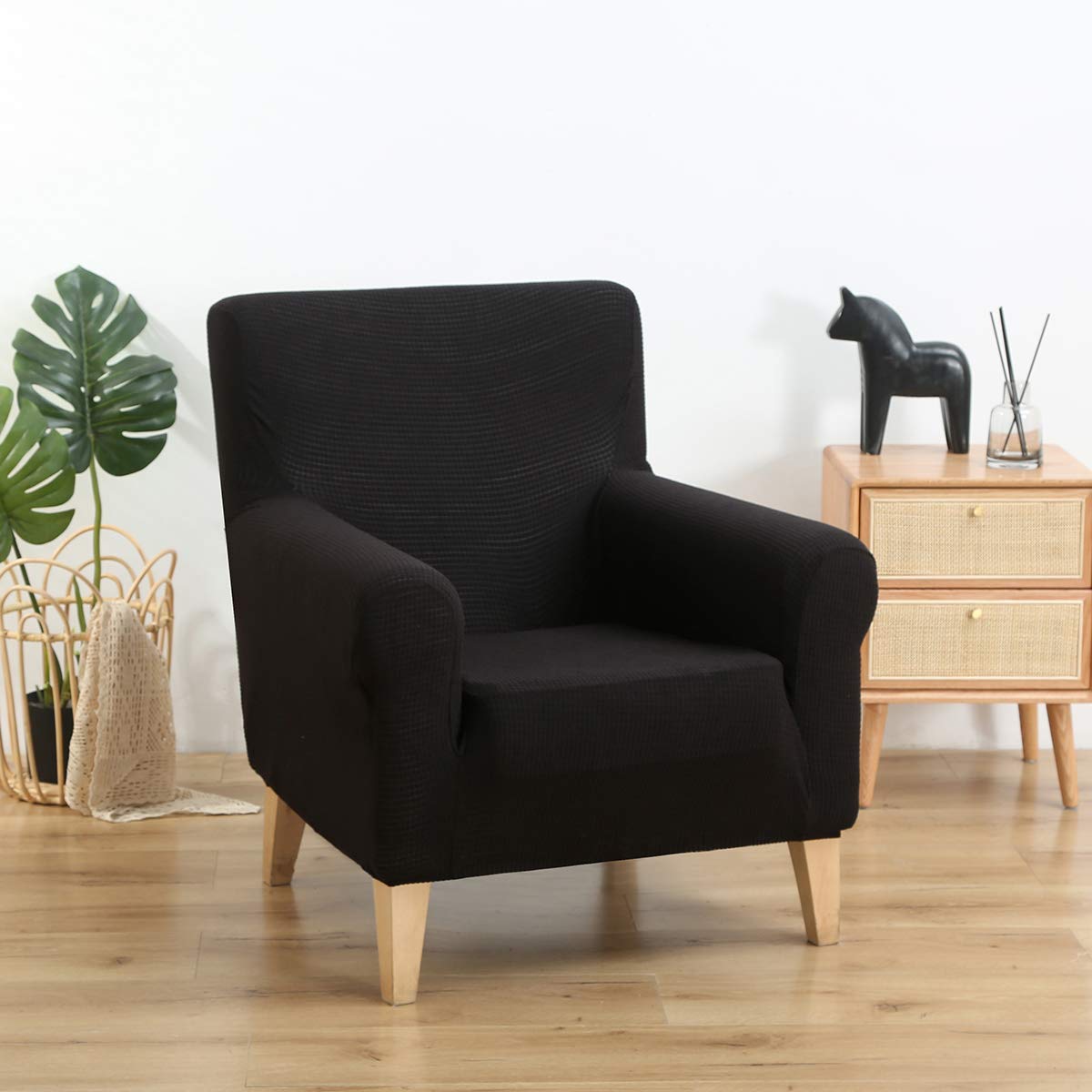 Qelus Banquet Armchair Slipcovers Chair Cover,Tub Chair Covers High Stretchy Sofa Furniture Protector,Removable Couch Covers for Living Room Home Decoration（Black