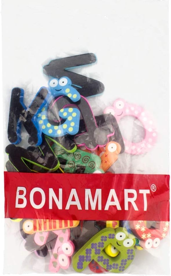 Bonamart Magnetic Letters Fridge ABC Alphabet Magnets for Toddlers Baby, Wooden Refrigerator Large Magnet Letter Learning Games Wood Toys for Kindergarten Age - 2018 Aug Upgraded: Home & Kitchen