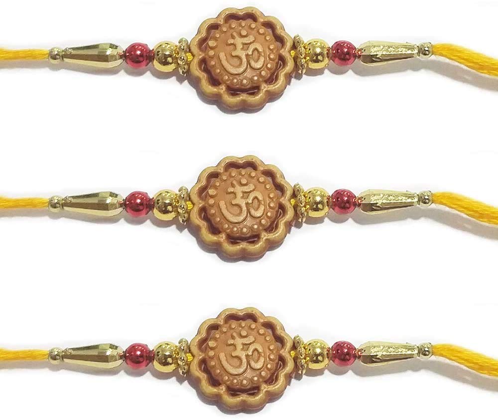 WhopperIndiaSet of Three, Om Design, Rakhi Thread, Raksha bandhan Gift for Your Brother, Vary Color