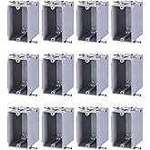 LEONLITE 12 Pack 22.5 Cubic Inch One Gang New Work Electrical Outlet Box, Ultra-deep Device Box, PVC Electrical Junction Box for Switch, GFCI, Step Light, ETL Listed, Gray