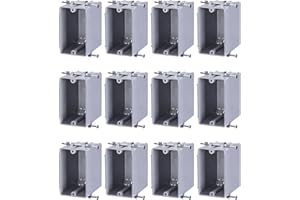 LEONLITE 12 Pack One Gang New Work Electrical Outlet Box, Ultra-deep 22.5 Cubic Inch Device Box, PVC Electrical Junction Box for Switch, GFCI, Step Light, ETL Listed, Gray