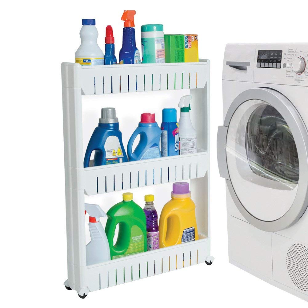 Ideaworks Slide Out Storage Tower White, 3-Tier