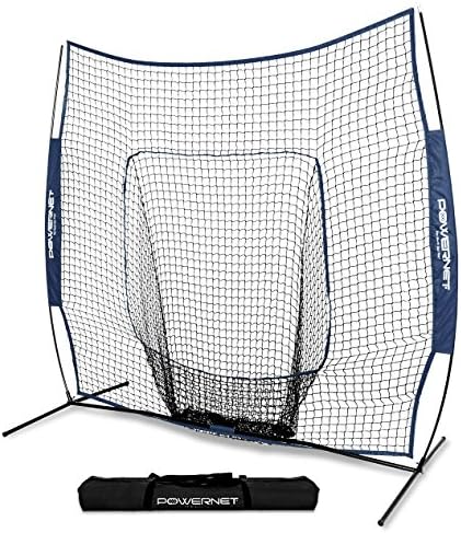 PowerNetBaseball Softball Practice Net 7x7 with Baseball Accessories for Practice Pitching, Batting & Fielding, Ball Caddy, Weighted Baseballs, Tee