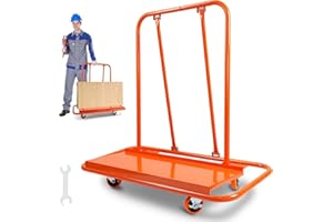 Noliven 46" x 22" Drywall Cart, 2200LBS Load Capacity Steel Panel Dolly with 2 Swivel Wheels and 2 Brake Wheels, Heavy Duty S
