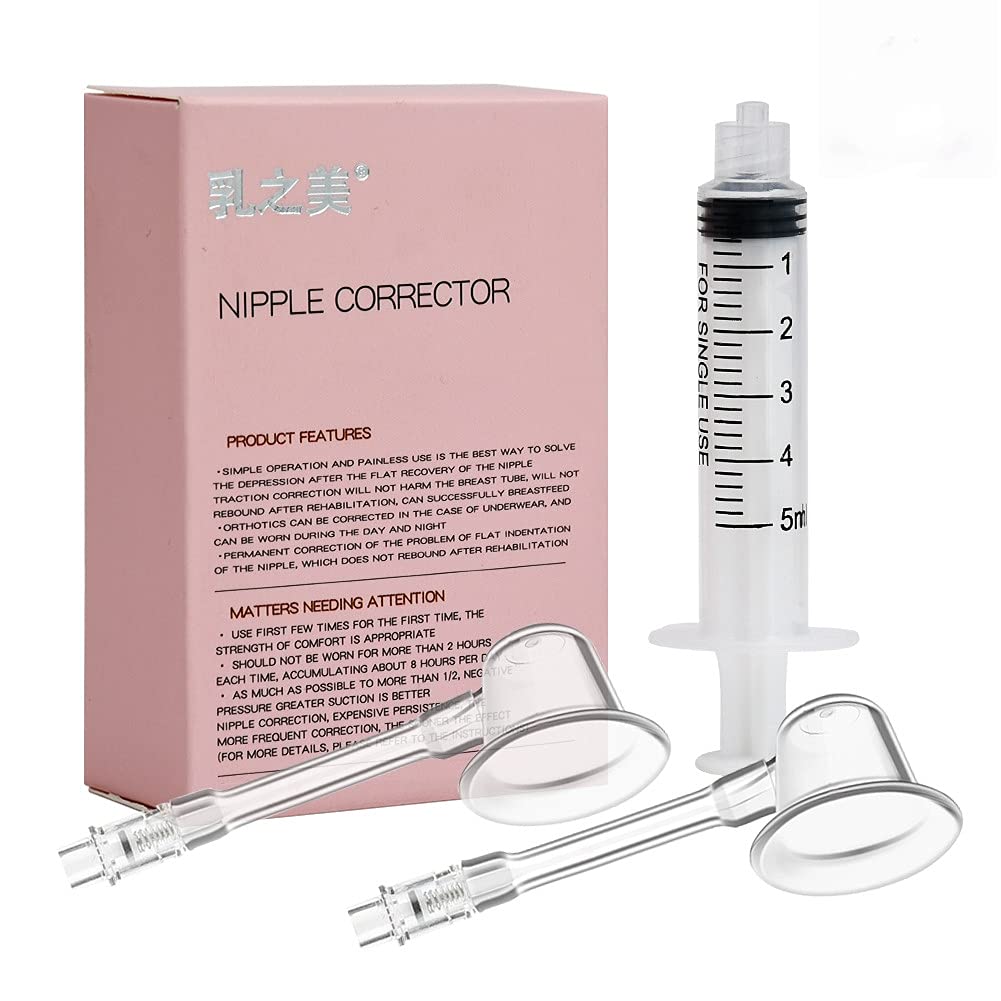 Angzhili 2 Sets Nipple Aspirator Corrector Feeding Sucking for Inverted Nipples Retraction Enlarger Redress Breastfeeding Aid Avent niplette