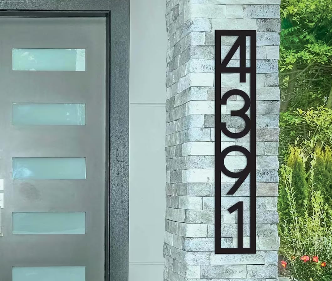 Address Signs - Personalized Metal House Number Sign | Personalized Address Sign | Modern House Numbers | Handmade Metal Address Sign | Custom Address Plaque (White)