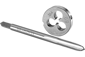 Burkit M4 X 0.7 Tap and Die Set, M4 x 0.7 Machine Thread Tap and Round Die Right Hand