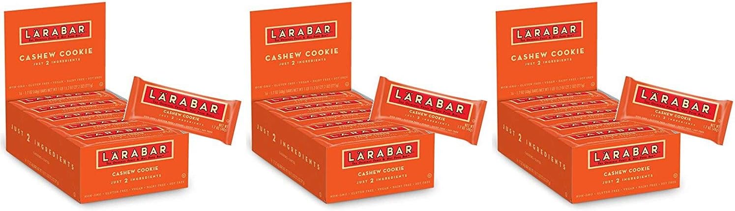 LARABAR, Fruit & Nut Bar, Cashew Cookie, Gluten Free, Vegan, Whole 30 Compliant, 1.7 oz Bars (16 Count) - 3 Pack