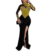 PORRCEY Women Sexy Elegant Rhinestone Mesh See Through Evening Dresses Party Club Night Clubwear