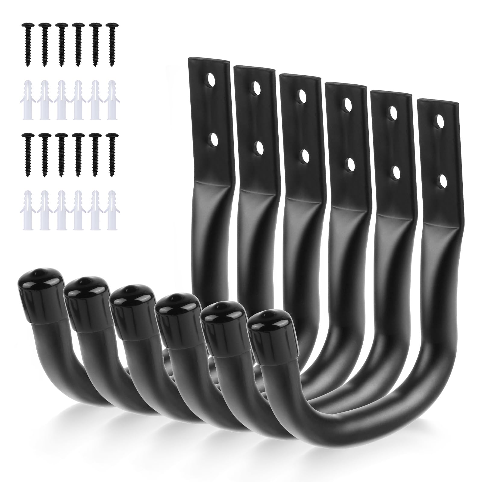 HOTUT Universal Heavy Duty Garage Storage Hooks Set, 6pcs Heavy Duty Garage Storage Utility Hooks,J,Utility Ladder,Tool