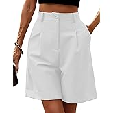 Neecan Women's Casual Bermuda Shorts Elastic Waist Wide Leg Knee Length Summer Shorts with Pockets