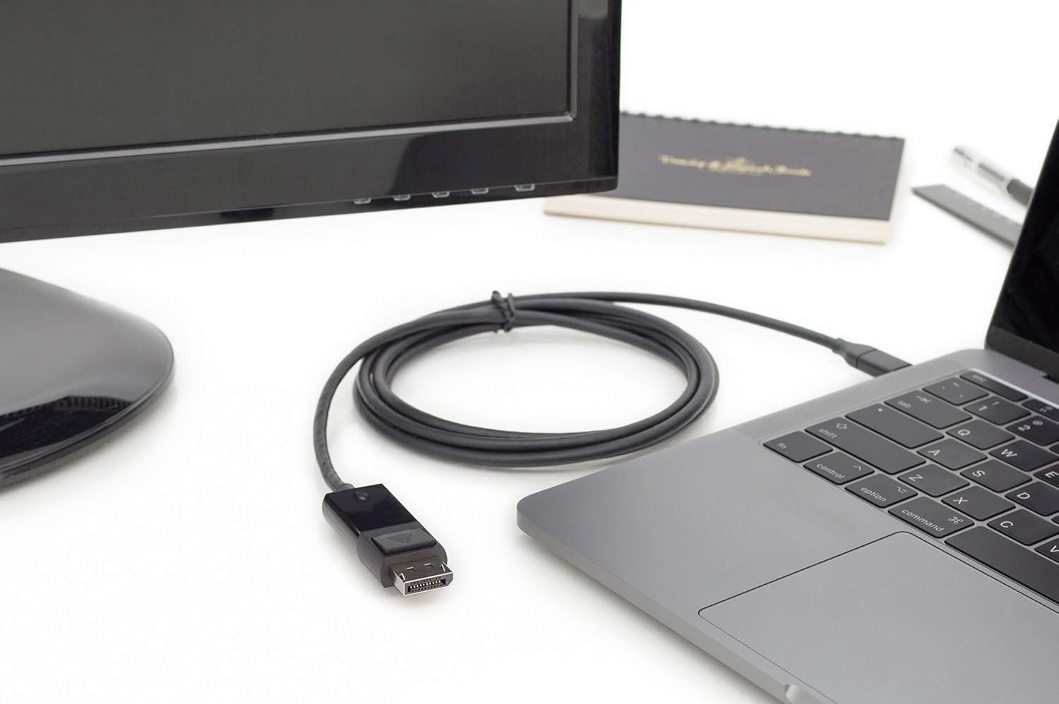 DIGITUS USB Type-C adapter cable, Type-C to DP M/M, 2.0m, 4K/60Hz, 32,4 GB, CE, bl, gold, black, USB 3.2 Gen2 - 2.0 m - Image 3