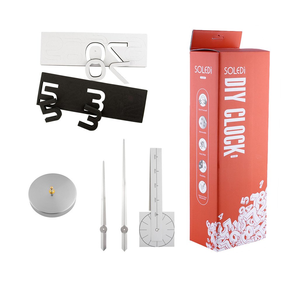 Soledi Large 3D Mirror Effect Stickers Decal Frameless Number Figure DIY Wall Clock Living Bed Room Home Decoration Decor