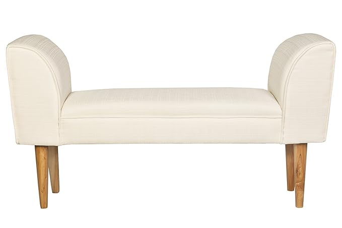 Kleine gepolsterte Sitzbank Polsterbank creme weiß *437