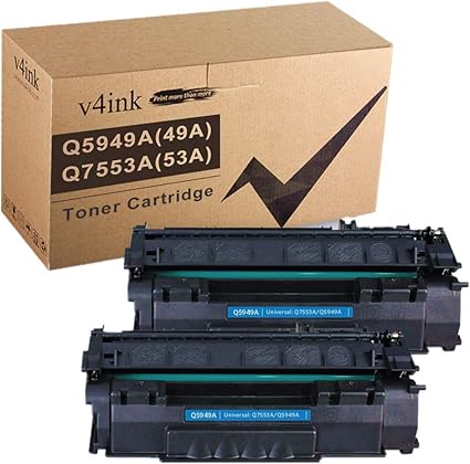 Amazon Com V4ink Compatible 49a 53a Toner Cartridge Replacement For Hp Q5949a Q7553a For Use With Hp Laserjet 1320 1320n P2015dn P2015 P2015n 3390 3392 1160 P2014 M2727nf Mfp Printer Black 2 Packs Office Products