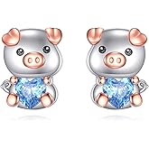 Pig Earrings Sterling Silver Animal Earrings Pig Jewelry Gifts for Mothers Day