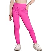Hvididan Girls Yoga Leggings Running Girl Athletic Leggings with Pocket High Waist Dance Workout Yoga Pants 5-14Y