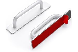 RAVINTE DECOR 2 Pack Adhesive Handles Self Stick Instant Cabinet Handles 5.83" Stick on Cabinet Handles Drawer Push Pull Handles Helper Sliding Screen Door Handles for Sliding Closet Window Wardrobe - Silver