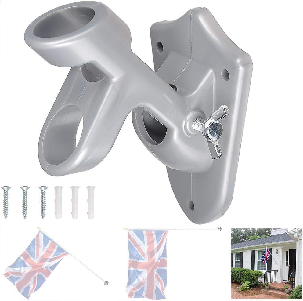 ReaseJoy Flag Pole Holder Stand 2 Angle Position Wall Mount Flagpole Bracket Home Outdoor 25mm