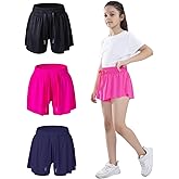 zqajuxg Girls Flowy Shorts with Spandex Liner,2 in 1 Butterfly Shorts Teen Girls with Pockets for Sports,Running,Athletic