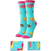 HAPPYPOP Funny Socks for Women - Donut Pizza Pickle Gifts, Popcorn Milk Cookie Taco Socks