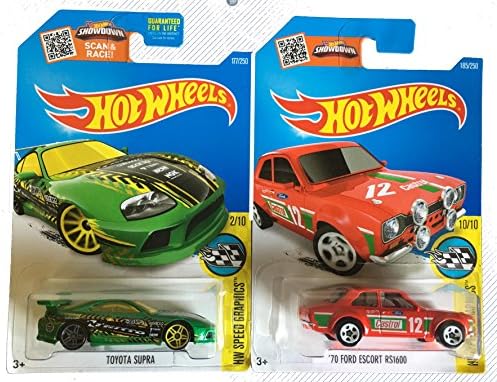 Hot Wheels 2016 HW Speed Graphics 1970 Ford Escort RS1600 & Toyota Supra 2-Car Set