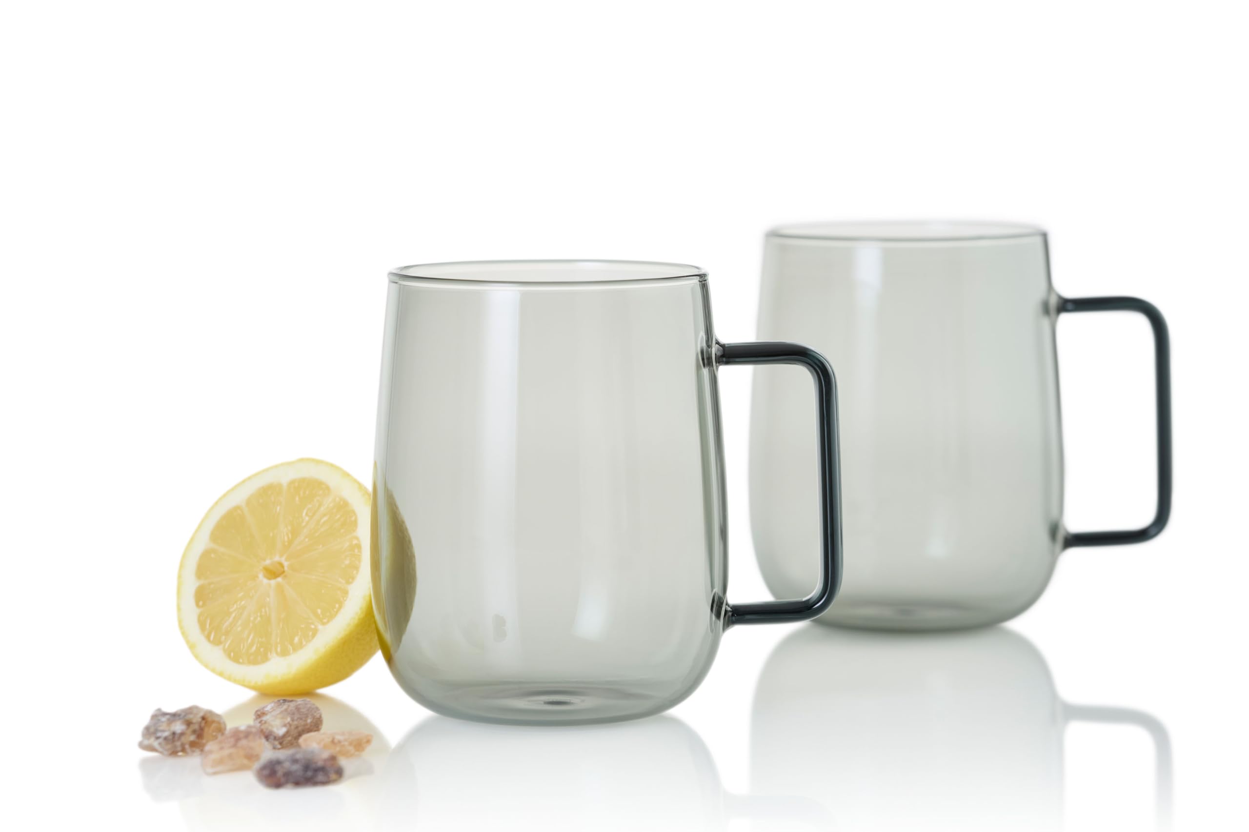 'AdHoc TK64 Set of Two Glass Cups with Handle Yuna 560 ml | Premium Tea Cups Made of Borosilicate Glass | Hand-Blown Unique Pieces in Scandinavian Design | Also Ideal as Large Coffee Cups