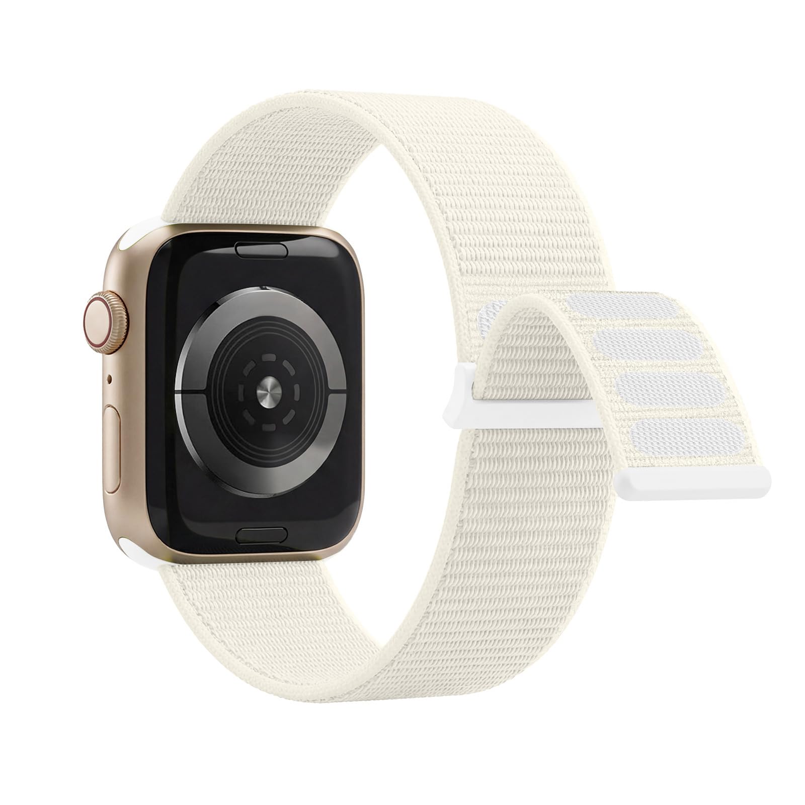 Lobnhot Nylon Strap Compatible for Apple Watch Straps 38mm 40mm 41mm, Adjustable Soft Sports Band Compatible with iWatch Series 10 9 8 SE 7 6 5 4 3 2 1, White
