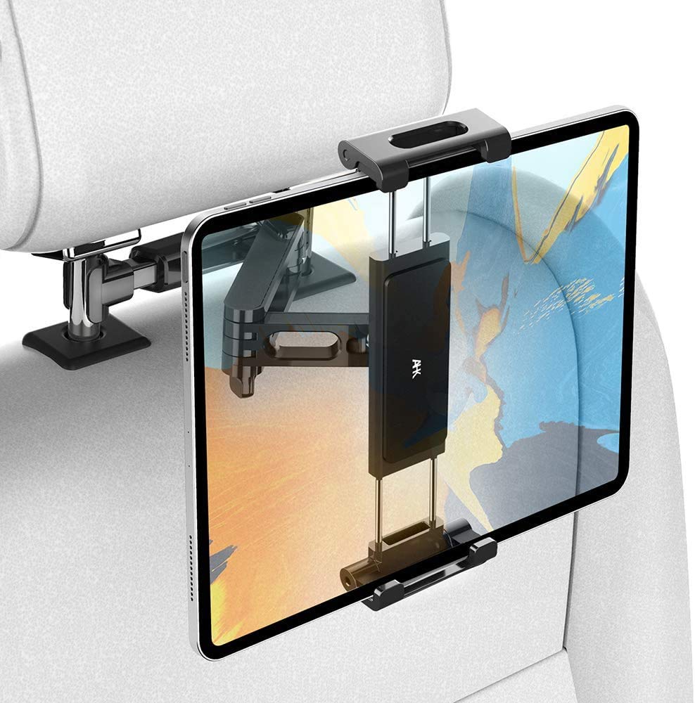 AHK Car Tablet Holder, Universal Stretchable Seat Headrest Mount with 360ยฐ Rotation, for 4.4~13" iPad Pro, iPhone, Galaxy Tabs, HUAWEI MediaPad, Nintendo Switch โ Black