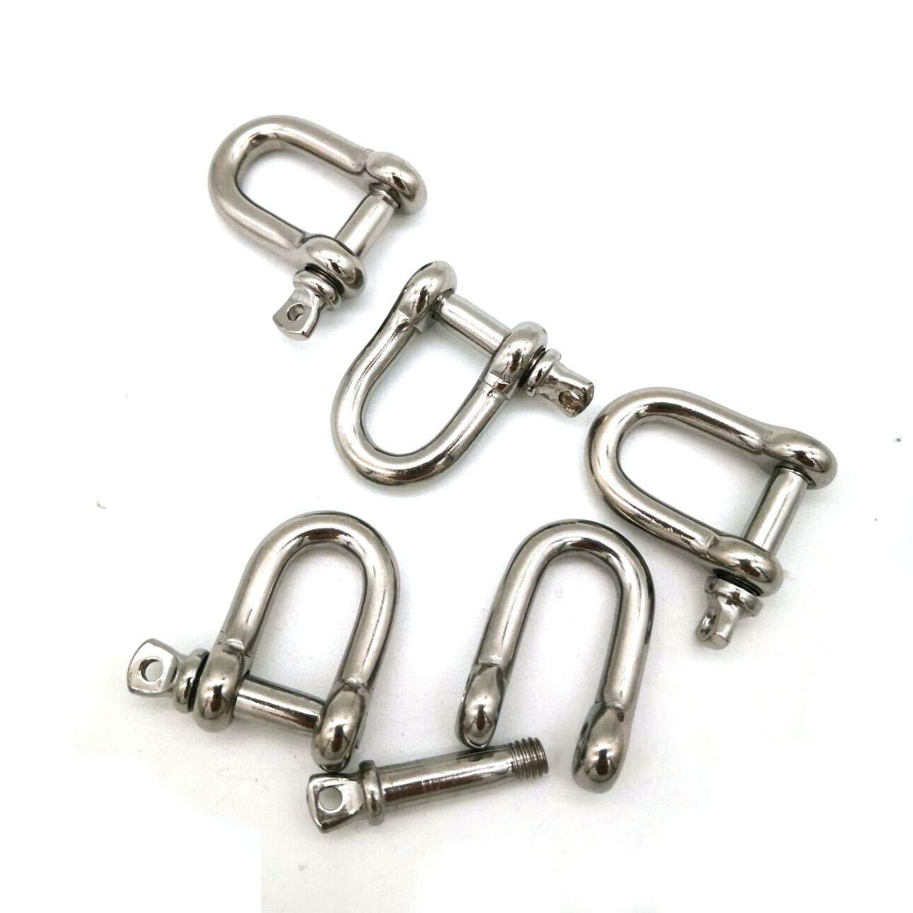 JingYi Stainless Steel 5mm D Shackle,Marine Grade,Can be Used in a Salt Water Invironment 5 Pieces