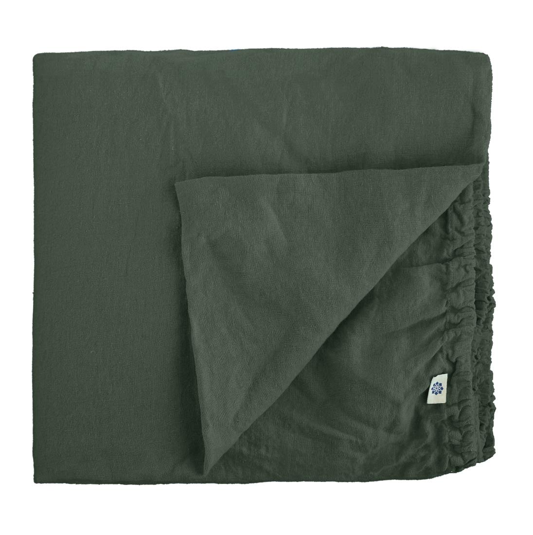 Linen & Cotton Extra Soft Fitted Bed Sheet ALICIA, 100% Stonewashed Linen - SINGLE 90 x 190cm (36''x 76''), Charcoal Gray