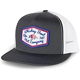 Whiskey Bent HAT CO. - The Dillo - 5 Panel Adjustable Snapback Hat, Mesh Back, Embroidered Patch, Western Style Baseball Cap for Men (US, Alpha, One Size, Charcoal Black)
