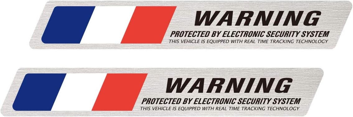 Amazon 防犯ステッカー アルミヘアライン仕様 Warning 1 8x12cm 高級車 セキュリティ ステッカー 耐水 強粘着 フランス France ステッカー デカール 車 バイク