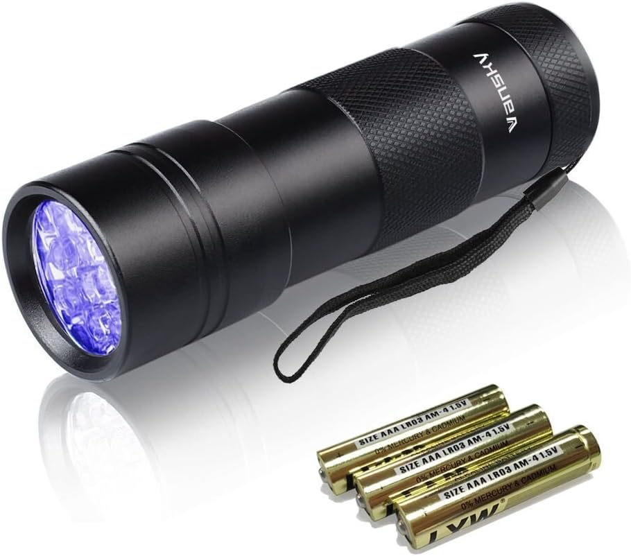 Vansky UV Flashlight Black Light,12 LED Ultraviolet Detector For Dog/Cat/Pet Urine & Dry Stains Detection On Carpets/Rugs/Floor