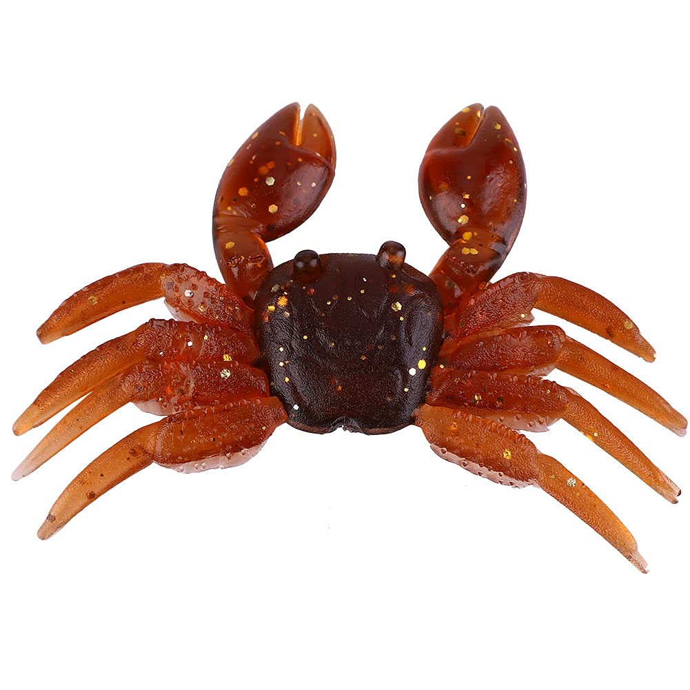 Hozee Artificial Crab Baits, 10pcs 3D Simulation Soft Crab Lures, Outdoor Artificial Plastic Sea Fishing Bait Traps Fish Tackle Accessory (Brown)