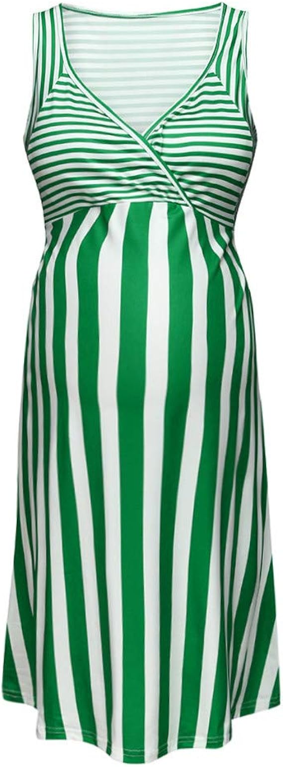 Amazon Co Jp Tonsee マタニティウェア 女性妊娠中のファッションノースリーブ妊娠中のマタニティドレスセクシーなストライププリントミニドレス 並行輸入品 服 ファッション小物