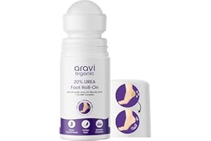 Aravi Organic 20% Urea Foot Roll-On for Dry, Rough & Cracked Feet | 0.5% Salicylic Acid, 5% Lactic Acid, 2% Glycolic Acid & 2