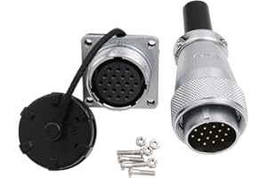 HangTon WS24 19 Pin Aviation Circular Power Electrical Connector 5A 500V Male Cable Plug + Female Panel Socket Dustproof Industrial Metal Shell