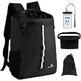 Sunnylon Dry Bag Backpack,20L Dry bags Waterproof Kayaking with Waist Pouch and Phone Case,Waterproof Backpack Marine dry bag for Kayaking,Beach,Rafting, Boating,Hiking,Camping and Fishing (Black)