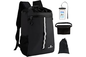 Sunnylon Dry Bag Backpack,20L Dry bags Waterproof Kayaking with Waist Pouch and Phone Case,Waterproof Backpack Marine dry bag for Kayaking,Beach,Rafting, Boating,Hiking,Camping and Fishing (Black)