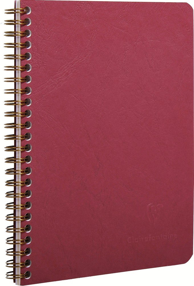 Clairefontaine AGE BAG 786222C Répertoire à spirale 100 pages petits carreaux couverture imitation grain cuir 90 g 11 x 17 cm Rouge cerise