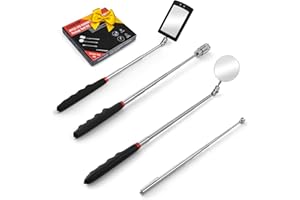 COOLTOP Gifts for Men Telescoping Magnetic Pickup Tool Set with Different Magnetism Pick-up Rod, 360° Adjustable Lighted Telescoping Mirror and Flexible LED Light, Christmas Gifts for Men Women Husband
