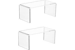 CLAY TONIC 2-Pack Large Clear 5mm Thick Acrylic Display Risers for Funko POP figures,Retail Display, Display Riser Shelf Showcase Fixtures for Jewelry (4, 8''x 4''x 4.5'')