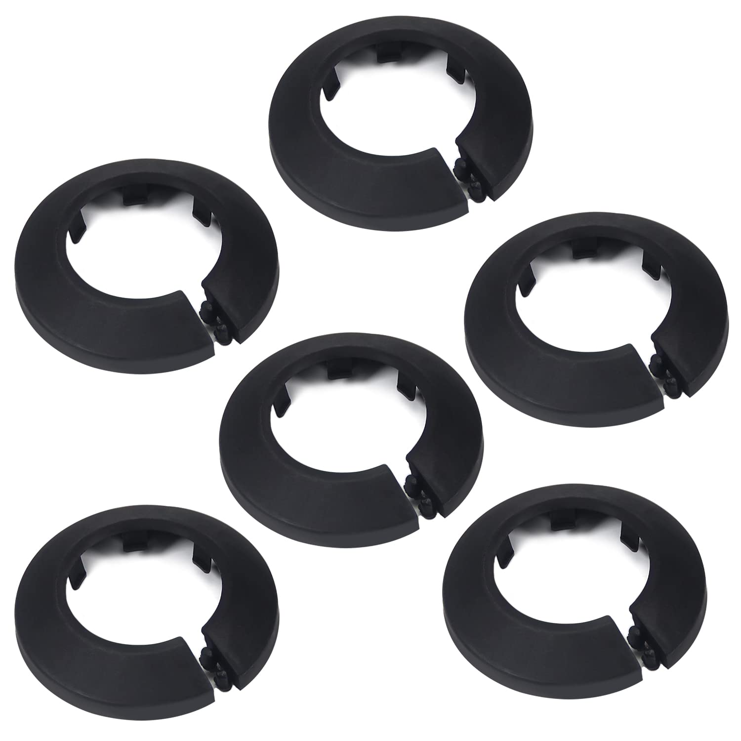 MroMax Fit 1.34" Outer Diameter Flange Water Pipe Cover Decoration Black Pipe Cover Radiator PP Plastic 34mm Escutcheon Collar for Wall Pipe Tube Decoration 6Pcs