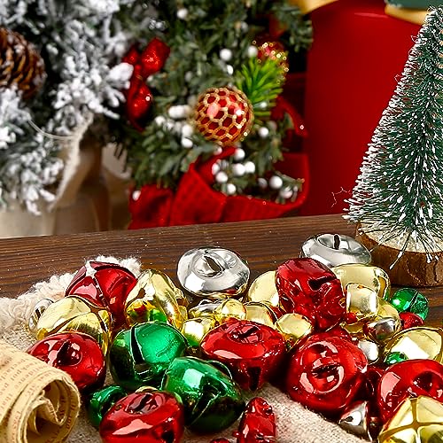 Shindel 250PCS Jingle Bells Bulk, Jingle Bells for Crafts Colorful Christmas Bells 4 Assorted Sizes for DIY Craft Christmas Birthday Wedding