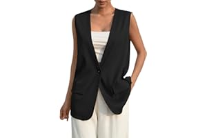 UJAKEL Vest Tops for Women Women's Sleeveless Blazer Jackets Summer Single Button Waistcoat Vest Business Casual Suit Jackets