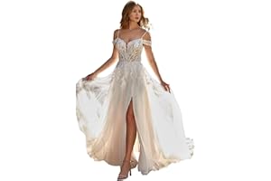 BOFDUFO Wedding Dress for Bride Boho Beach Lace Appliques Mermaid Bridal Gowns with Train