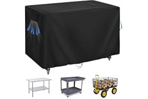 Safipotts Outdoor Prep Table Cover Rectangle Waterproof, Patio Stainless Steel Table Cover, Workbench Covers Waterproof, Picnic BBQ Grill Cart Covers (Black) (Black, 48''L x 30''W x 35''H)
