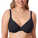DELIMIRA Women's Inbarely Plus Plunge Bra Underwire Full Coverage Plus Size Unlined Bras