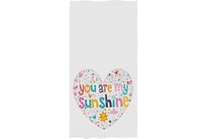 ZzWwR Cute Heart Shaped You are My Sunshine Stars Soft Highly Absorbent Guest Large Home Decorative Hand Towels Multipurpose for Bathroom, Hotel, Gym and Spa (16 x 30 Inches,White)